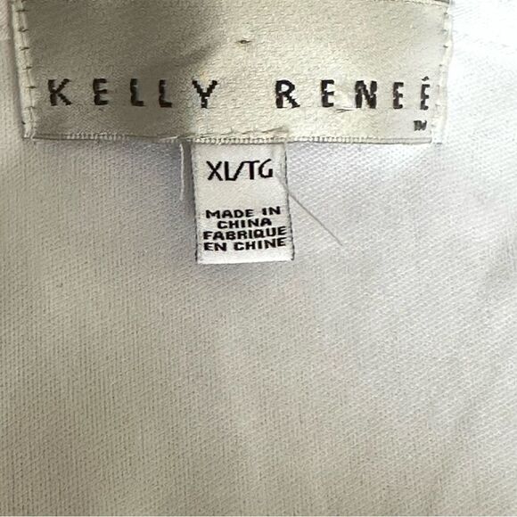 KELLY RENEÈ White Crepe Flower Embroidered Maxi Dress XLARGE - Picture 13 of 14